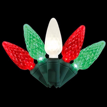 Celebrations Platinum LED C6 Red/Green/Pure White 50 ct String Christmas Lights 11-04027A