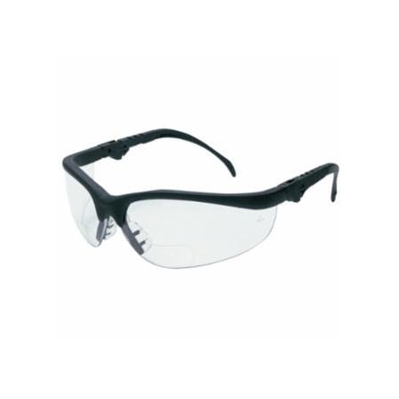 Mcr Safety Klondike KD3 Series Bifocal Reader Safety Glasses, Clear Lens, Black Frame, 2.0 Diopter 135-K3H20