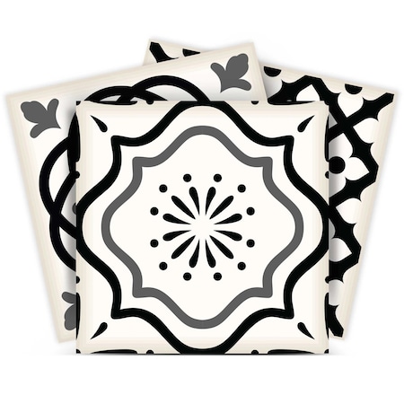 Homeroots 5" X 5" Black and White Multi  Peel and Stick Removable Tiles 399861