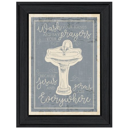 Homeroots Wash Your Hands 7 Black Framed Print Bathroom Wall Art 405423