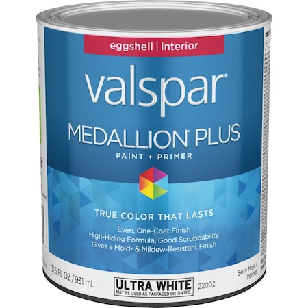 Valspar Medallion Plus Premium Paint & Primer Eggshell Interior Paint Ultra Wht 1 Qt. 028.0022002.005