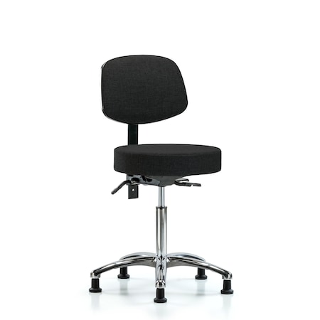 Blue Ridge Ergonomics Rutledge Fab Stool with Back Chr-Medium Bench Height with Seat TiltandStat Glides in Black Fab BR-FMBST-CR-T1-NF-RG-F42