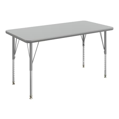 Flash Furniture Wren 48 in x 24 in Adjustable Height Activity Table, Thermal Laminate Top, Short Legs, Gray XU-A2448-REC-GRY-T-P-GG
