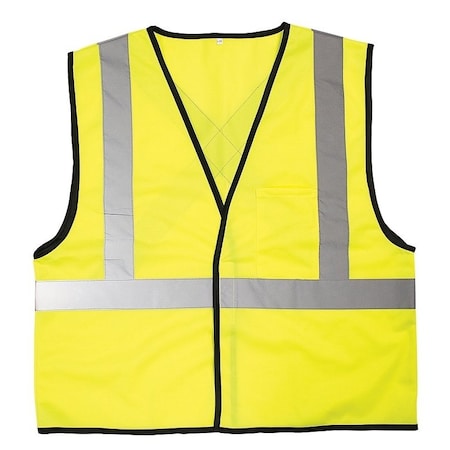 Msa Safety SAFETY WORKS Safety Vest, OneSize, Polyester, Lime Green, HookandLoop Closure SWX00262-02