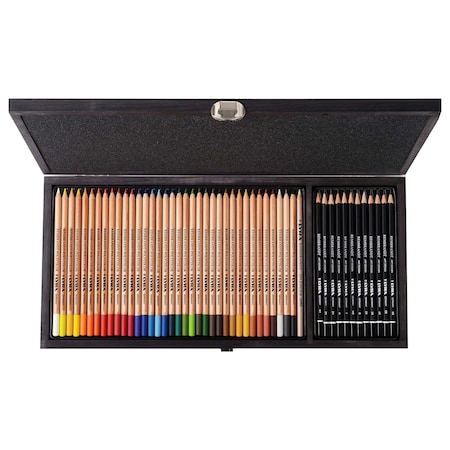 Lyra Rembrandt Polycolor & Art Specials Wooden Box Drawing Set, Colored & Sketching Pencils, 49-Piece Set L2004001