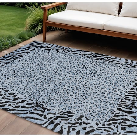 Homeroots 10' X 14' Blue Animal Print Washable Indoor Outdoor Area Rug 607643