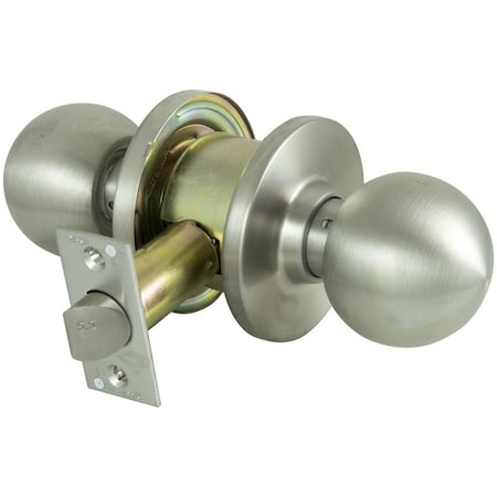 Prosource Passage Knob, Metal, Stainless Steel, 2-3/4 in Backset, 1-1/4 to 1-13/16 in Thick Door C363BV-PS