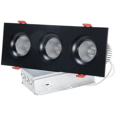 Sunlite 3.5" LED 3 Head Gimbal Regressed Downlight Fixture 36W 2270 Lmen CCT 27K-50K 90 CRI Dimmable 08593-SU