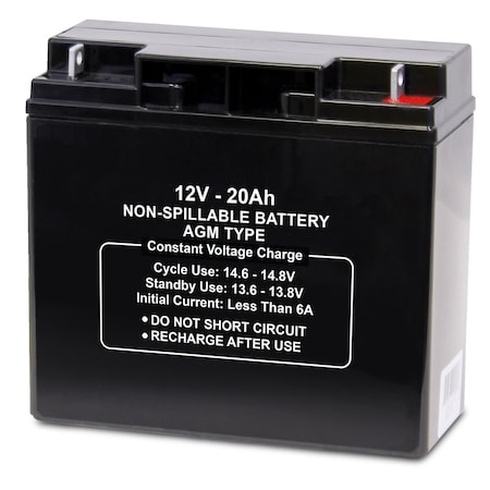 Upg Sealed Lead Acid Battery, 12VDC, 20Ah, T4 Tab terminal, replaces 2UKK9 battery 47021