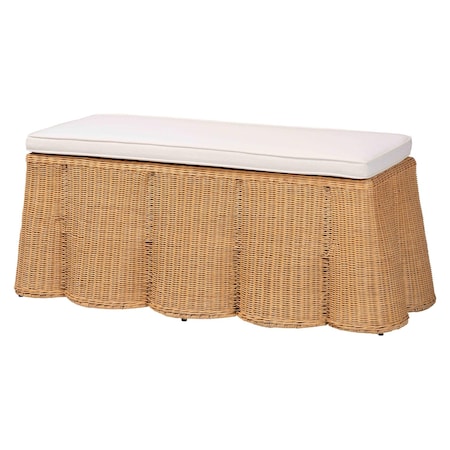 Bali & Pari Palm Scallop Natural Rattan Ottoman, Rectangle 259-14089-ZORO