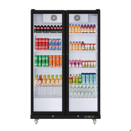 Koolmore 47 in. Commercial 2 Fully Glass Door Merchandiser Refrigerator, 30 Cu. Ft., ETL Listed in Black KM-MDR-2FGD