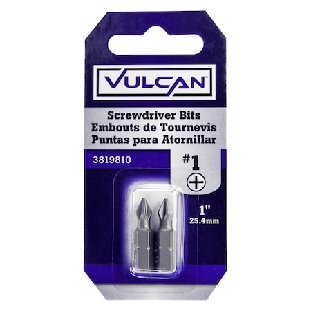 Vulcan Screwdriver Bit, Hex Shank, S2 Chrome Molybdenum Steel 304572OR