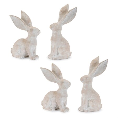 Homeroots Set of Four Beige Resin Bunny Rabbit Figurines, 4PK 634140