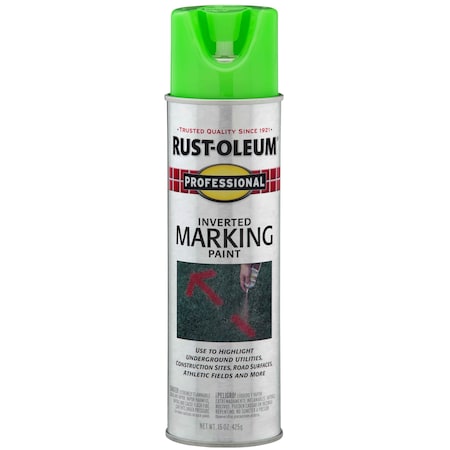 Rust-Oleum Professional Inverted Marking Spray Paint, Fluorescent Green, 15 oz 207464