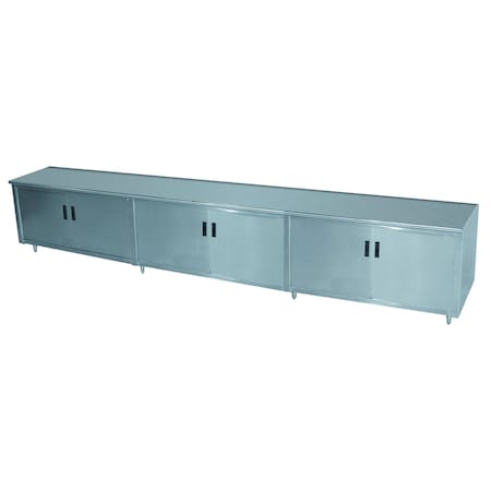 Advance Tabco Work Table 144 in.W x 24 in.D cabinet base with hinged doors HB-SS-2412