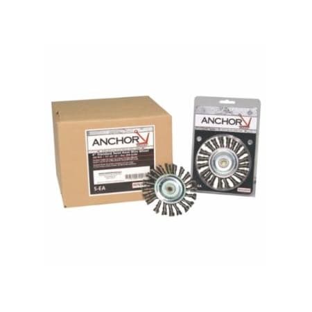 Anchor Brand Knot Wheel Brush, 4 in D x 5/8 in - 11, 0.014 in Carbon Steel Wire 102-4K58