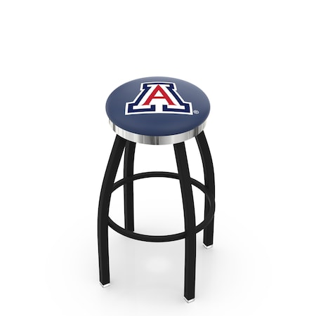 Holland Bar Stool Co 36" Blk Wrinkle Arizona Swivel Bar Stool, Chrome Ring L8B2C36ArizUn