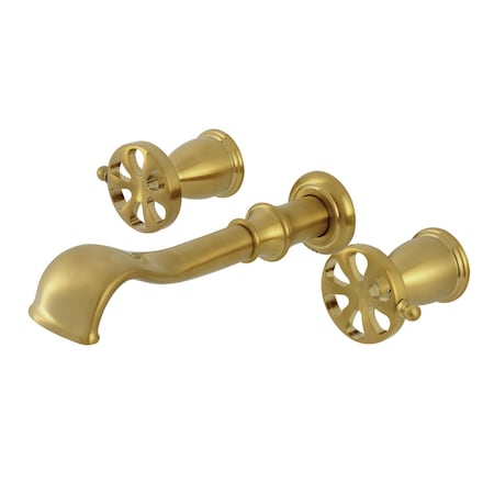 Kingston Brass Two-Handle Wall Mount Tub Faucet, Brushed Brass KS5027RX