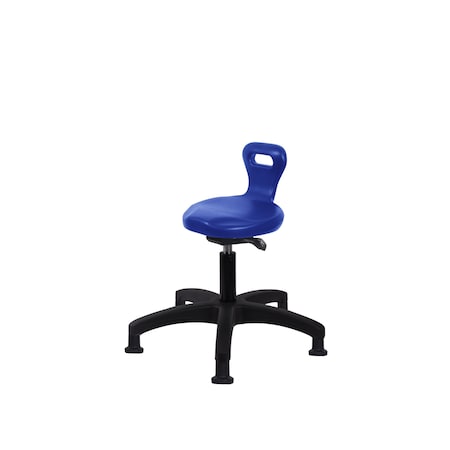 Blue Ridge Ergonomics Polyurethane Serpent Sit-Stand Stool - Desk Height with Stationary Glides in Blue Polyurethane PSPDHSO-RG-RG-BLU