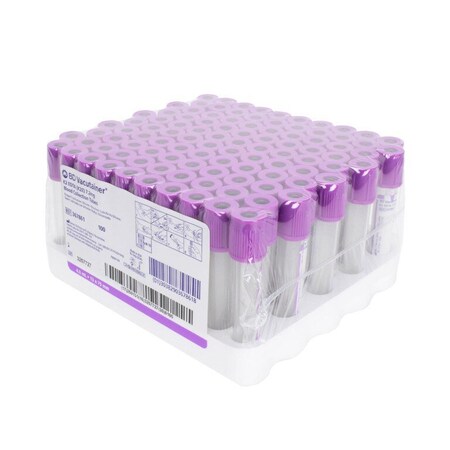 Bd Vacutainer Venous BC Tube K2 EDTA Additive 4mL Hemogard Closure Plastic Tube, 100PK 367861