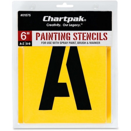 Chartpak Painting LettersNumbers Stencils, Yellow, 35PK CHA01575