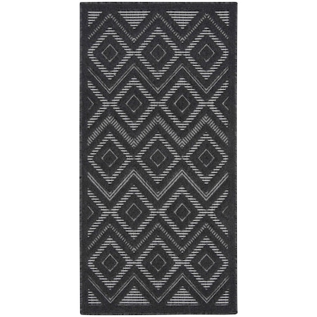 Homeroots 2' X 4' Charcoal And Black Geometric Indoor Outdoor Area Rug 573838
