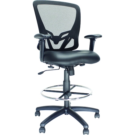 We'Re It Zapp-2 Black Mesh Back Drafting Stool with Footring and Black Eco-Leather Seat OFD500ST-ECB