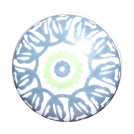 Homeroots Set of Twelve White And Light Blue Metal And Ceramic Drawer Pull Knobs, 12PK 358083