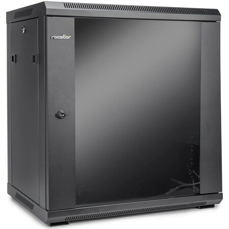 Rocstor SOLIDRACK 12U RACK ENCLOSURE TEMPERED GLASS WINDOW-BLACK Y10E003-B1