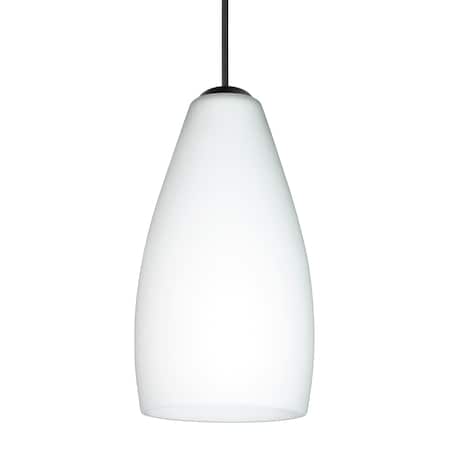 Besa Lighting Besa Karli Pendant, Opal Matte, Black Finish, 1x 5W LED 1XT-719807-LED-BK