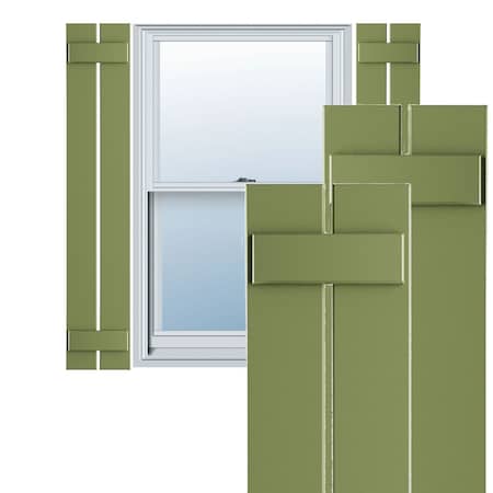 Ekena Millwork True Fit PVC Two Board Spaced Board-n-Batten Shutters, Moss Green, 11 1/4W x 67H, PR TFP101SBF11X067MG