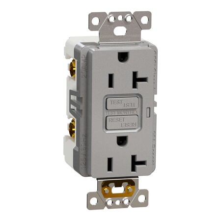 Square D Straight Blade Receptacle, 20 A, 125V AC, 2 Pole, Flush Mount, Self-Grounded SQR51201GY