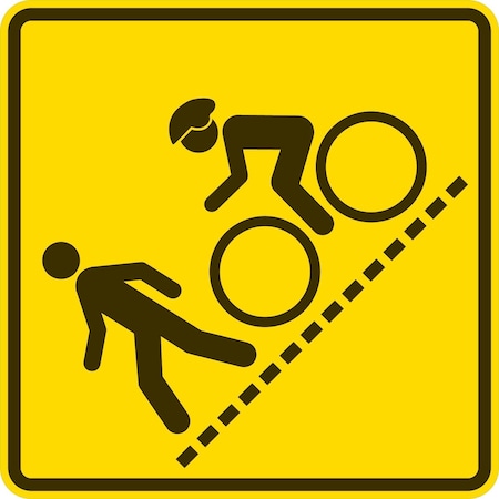 Lyle Pedestrian And Bike Crossing Symbol, 24x24, Diamond Grade, Yellow G-12210-DG_24x24