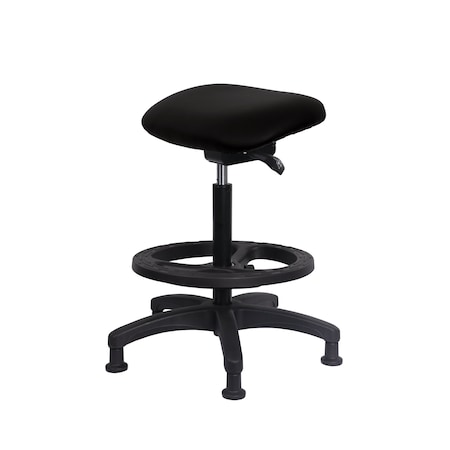Blue Ridge Ergonomics Vinyl Sit-Stand - Standing Height with Black Foot Ring Stationary Glides in Black Voyager Vinyl VSTSS-RG-BF-RG-2026