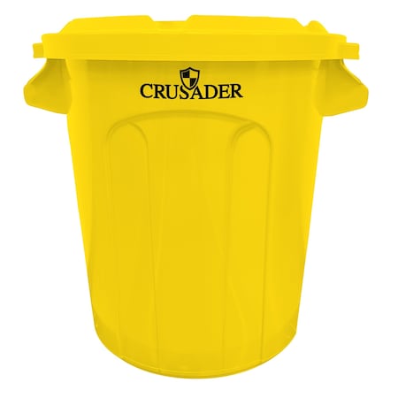 Round Heavy-duty Utility Container, 10 Gal, 15-3/5in Dia. x 17-3/10in H, PE, Yellow, NSF