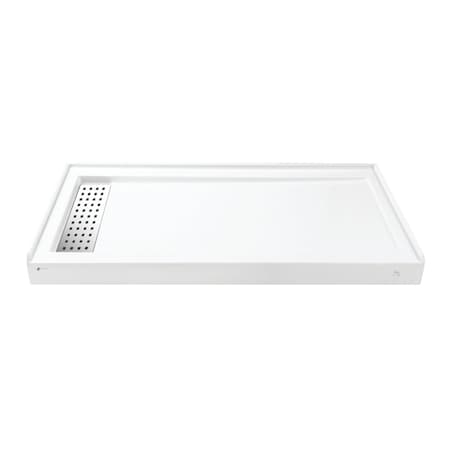 Kingston Brass 60" x 32" Anti-Skid Acrylic Single Threshold Shower Base with Left Drain, Glossy White VTSB60325LT