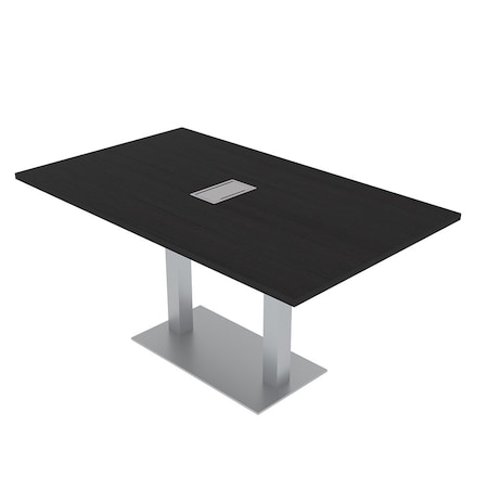 Skutchi Designs Rectangle Conference Table With Power, 36 in W, 60 in L, Black HAR-REC-36X60-DOU-U999ST19-ESIL