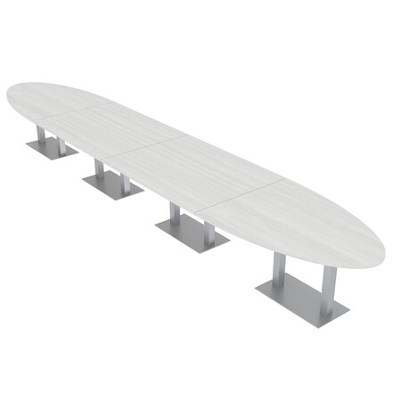 Skutchi Designs Oval Conference Table With Power Unit, 48 in W, 240 in L, White HAR-OVL-48X240-DOU-WA7976-NA