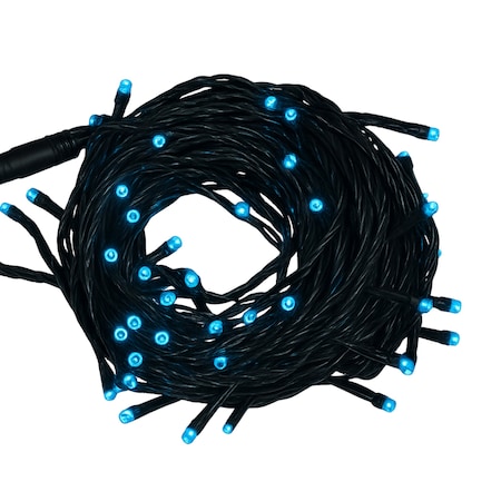 Elegani 100 LED Blue String Lights with Connector-Green Wire, 22 Ft Plug-in Indoor Outdoor Holiday Lighting PH-100LD-GRNWR-BLU