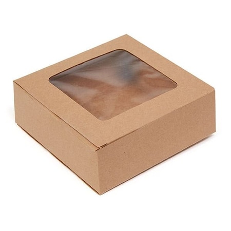 Nashville Wraps Kraft Window Candy Truffle Boxes, 4-1/2x4-1/2x1-1/2, Holds 9, 25PK TCW45KR