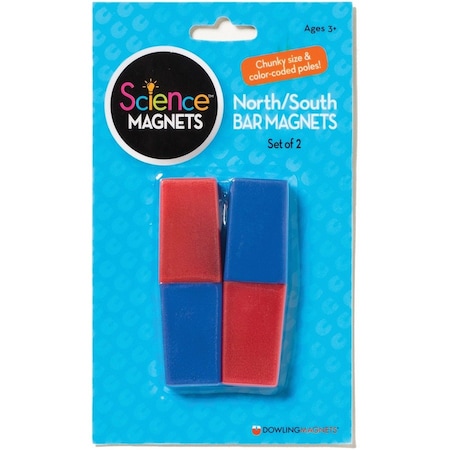 Dowling Magnets North/South Bar Magnets 3in, Red/Blue Poles, PK6 712