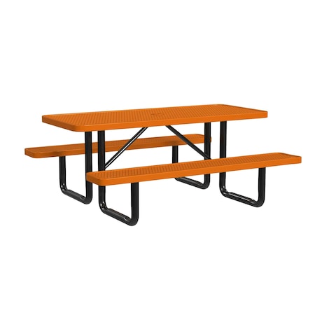 Leisure Craft Rectangle Picnic Table, Orange, Surface Mount, 6 ft L T6XPSM-ORANGE