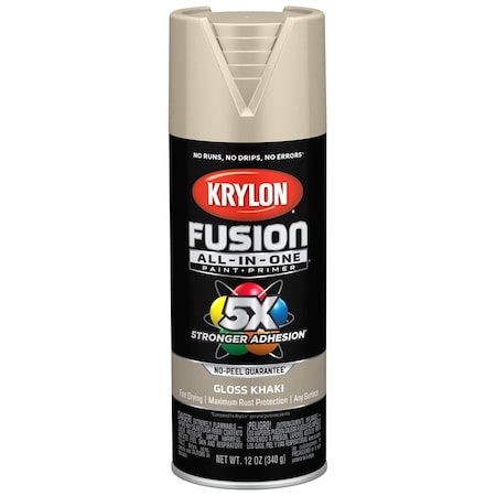 Fusion All-In-One 12 Oz Krylon Khaki Paint & Primer Spray Paint, Gloss K02713007