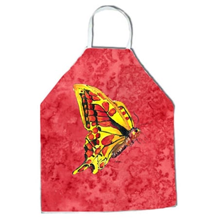 Carolines Treasures 27 H x 31 W in. Butterfly on Red Apron 8862APRON