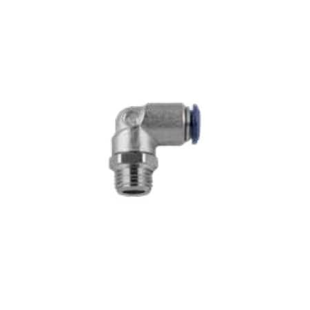 Usa Industrials Push to Connect Tube Fitting, Nickel Plated Brass w/ Plastic Release Ring, Male Elbow ZUSA-TF-PTC-NPBR-390