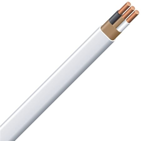 Southwire NM-B Non-Metallic Building Cable, Copper, 14 AWG, 2C, White, 25 ft 14/2NM-WGX25