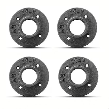 Ironwerks Designs 1-1/2" Black Malleable Iron Premium Floor Flange, 4 PK IW-FLNG-1-1/2-4