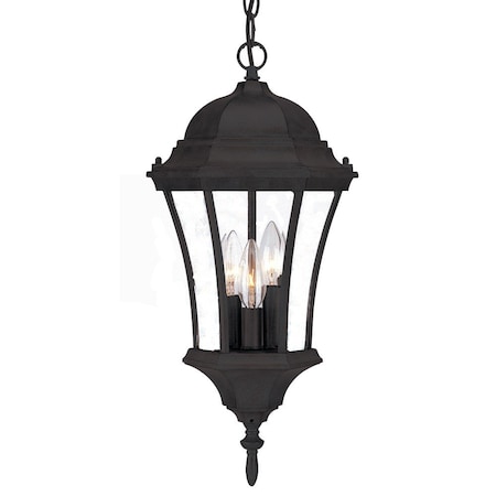 Homeroots Three Light Matte Black Carousel Lantern Hanging Light 397995