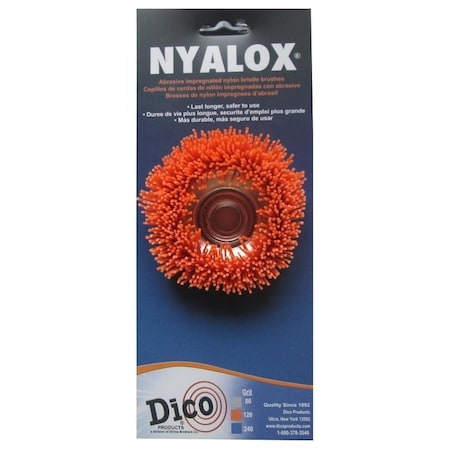 Dico Nyalox Cup Brush, 3 in Dia, 5/8-11 Arbor/Shank, Female Threaded Bristle, Nylon Bristle 7200006