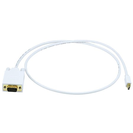 Monoprice White Mini Display Port to VGA Cable, 3ft 32AWG 6002